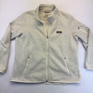 LL Bean Womens Full Zip Sweater Fleece Jacket Size 2X Sailcloth Cream Gorpcore